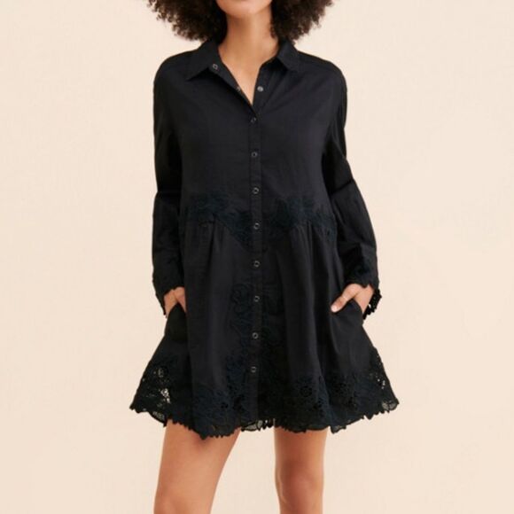 Free People Constance Mini Dress Black S - Picture 1 of 9